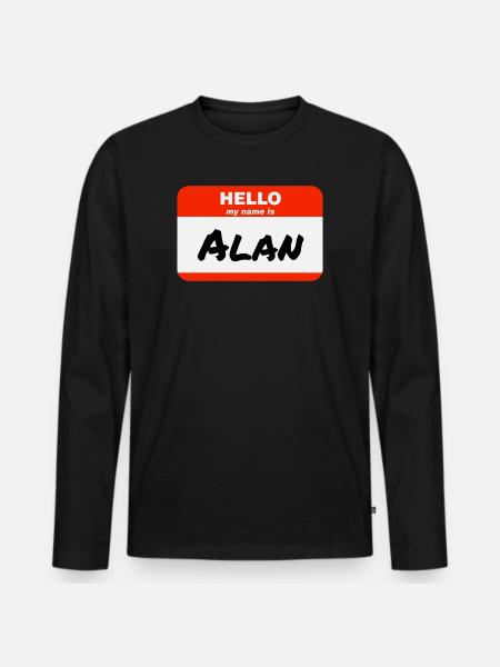Hej Mit navn er Alan Label Navneskilt - Premium økologisk langærmet T-shirt til mænd - sort