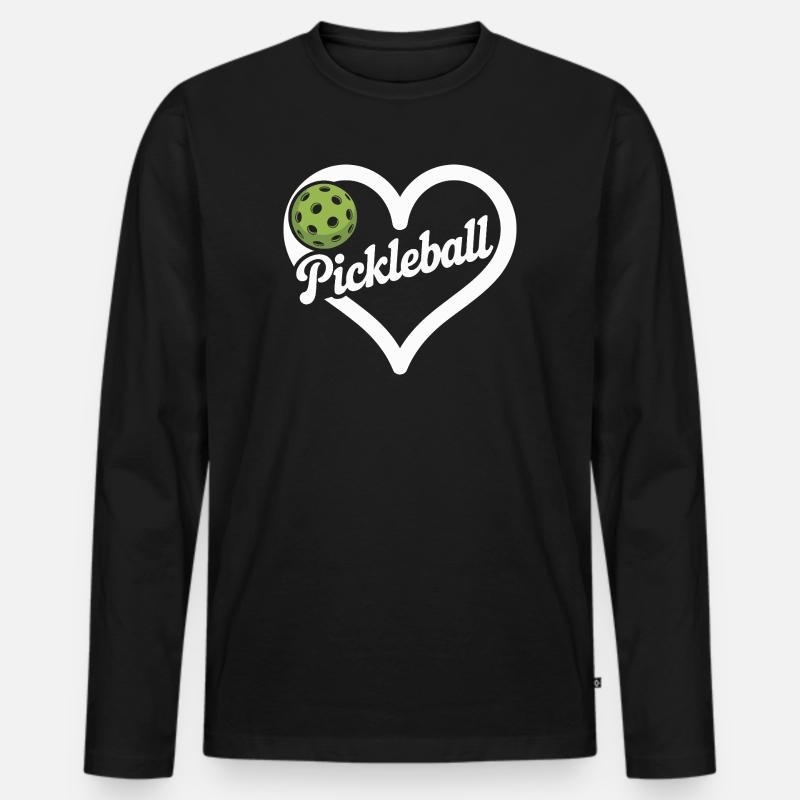 Pickleball Herz - Männer Premium Bio Langarmshirt - Schwarz