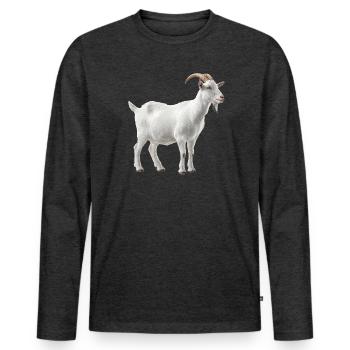 White Mountain Goat Portrait - Men's Premium Organic Long Sleeve Shirt - heather anthracite - Front - Nico (187cm)