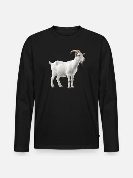 White Mountain Goat Portrait - Men's Premium Organic Long Sleeve Shirt - black