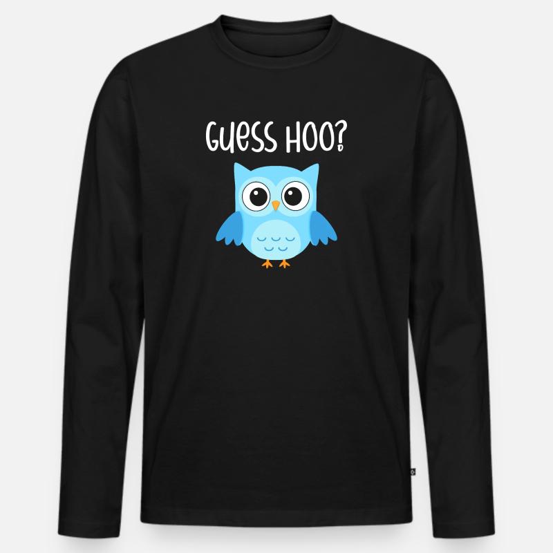 Eule Guess Hoo - Männer Premium Bio Langarmshirt - Schwarz