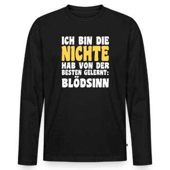 Nièce motif familial - T-shirt manches longues Premium bio Homme - noir - Devant - Nico (187cm)