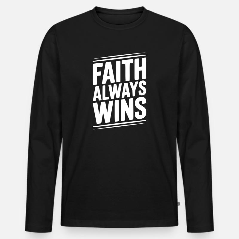 Der Glaube siegt immer - Männer Premium Bio Langarmshirt - Schwarz
