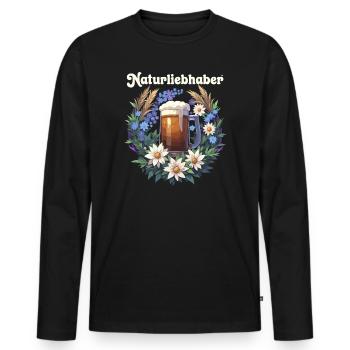 Naturliebhaber Bierkranz Trachtenshirt Ersatzdirnd - Männer Premium Bio Langarmshirt - Schwarz - Vorne - Nico (187cm)