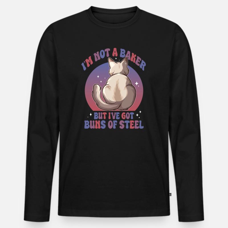 Brötchen aus Stahl Katze - Männer Premium Bio Langarmshirt - Schwarz