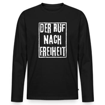 THE CALL FOR FREEDOM - GRAFFITI PUNK ROCK STYLE - Men's Premium Organic Long Sleeve Shirt - black - Front - Nico (187cm)