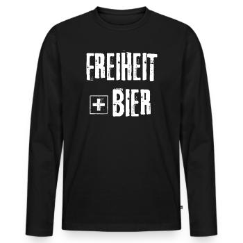 FREEDOM + BEER GRUNGE ROCK GRAFFITI DESIGN - Men's Premium Organic Long Sleeve Shirt - black - Front - Nico (187cm)