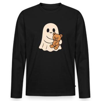 Kuscheliger Geist mit Teddy - Männer Premium Bio Langarmshirt - Schwarz - Vorne - Nico (187cm)