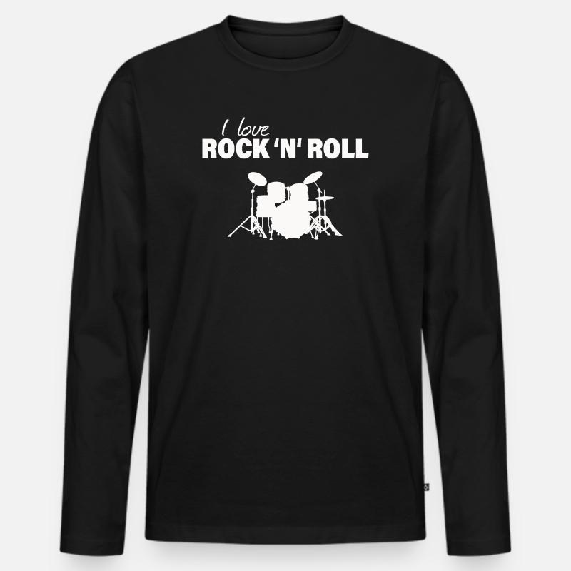 ROCK AND ROLL - Männer Premium Bio Langarmshirt - Schwarz