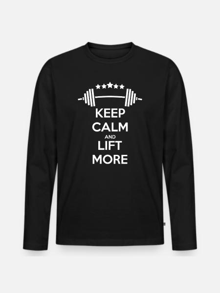 Keep Calm GYM: Strength & Motivation - Men's Premium Organic Long Sleeve Shirt - black