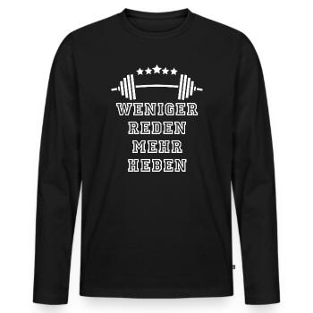 GYMNASE : Concentration et puissance - T-shirt manches longues Premium bio Homme - noir - Devant - Nico (187cm)