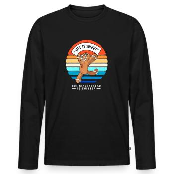 Bonhomme en pain d'épices de Noël en pain d'épices - T-shirt manches longues Premium bio Homme - noir - Devant - Nico (187cm)