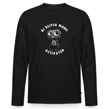 MODE GLITCH AI : Nerds Promt Engineer activé - T-shirt manches longues Premium bio Homme - noir - Devant - Nico (187cm)