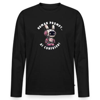 AI CONFUSED Nerds Promt Ingenieur - Männer Premium Bio Langarmshirt - Schwarz - Vorne - Nico (187cm)