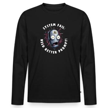 NEED BETTER PROMPT Nerds Promt Ingenieur - Männer Premium Bio Langarmshirt - Schwarz - Vorne - Nico (187cm)