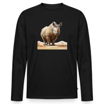 Illustration de rhinocéros du désert - T-shirt manches longues Premium bio Homme - noir - Devant - Nico (187cm)