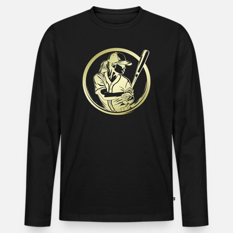 Baseball Silhouette - Männer Premium Bio Langarmshirt - Schwarz