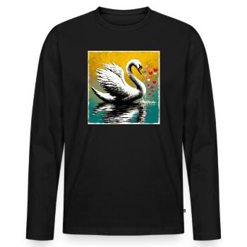 Schwan - Männer Premium Bio Langarmshirt - Schwarz - Vorne - Nico (187cm)
