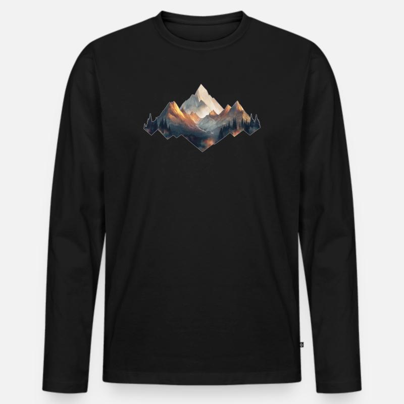 Berge - Männer Premium Bio Langarmshirt - Schwarz