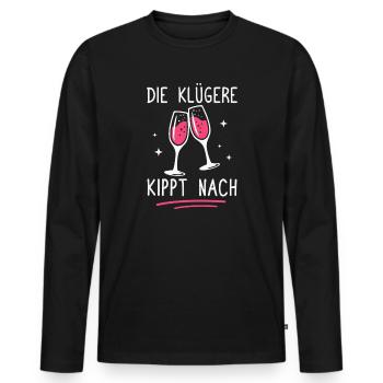 Soirée entre filles : la plus intelligente s’incline après les fêtards - T-shirt manches longues Premium bio Homme - noir - Devant - Nico (187cm)