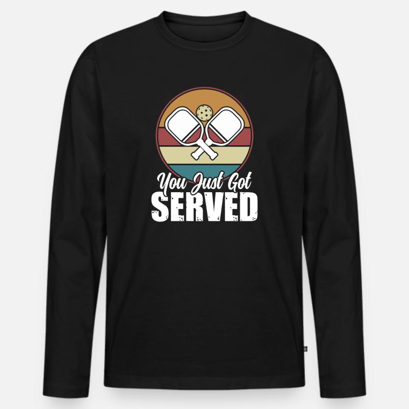 Retro Pickleball - Männer Premium Bio Langarmshirt - Schwarz