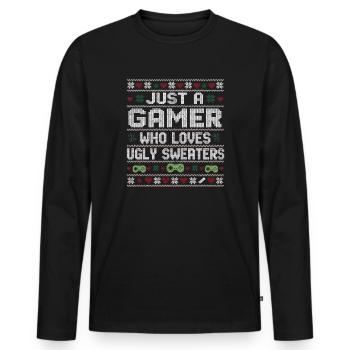 Ugly Christmas Gamer Weihnachten Zocker Gaming - Men's Premium Organic Long Sleeve Shirt - black - Front - Nico (187cm)