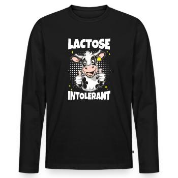 Vache laitière intolérante au lactose - T-shirt manches longues Premium bio Homme - noir - Devant - Nico (187cm)