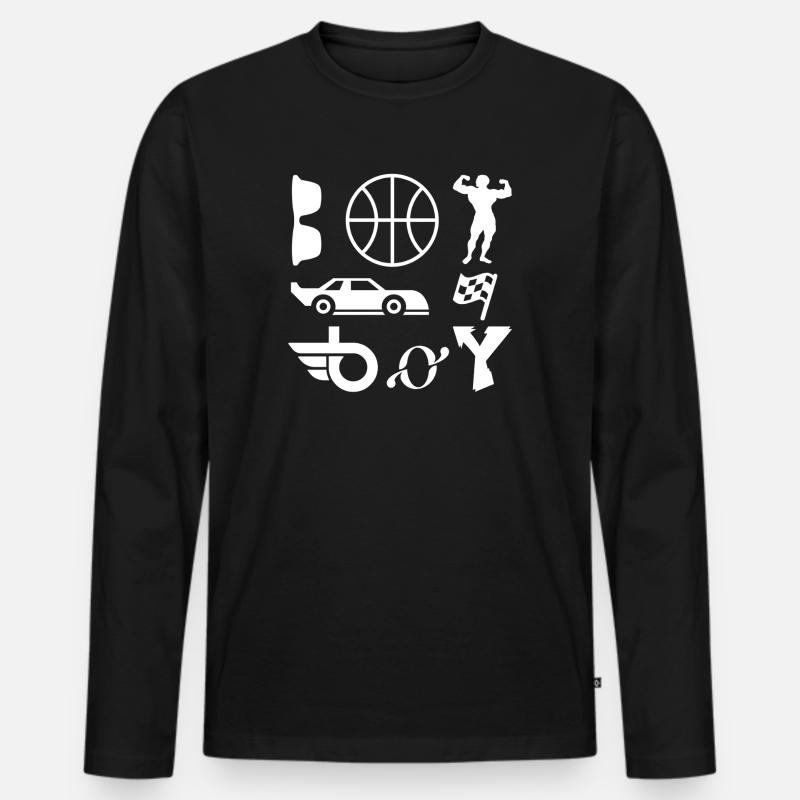 Junge - Männer Premium Bio Langarmshirt - Schwarz