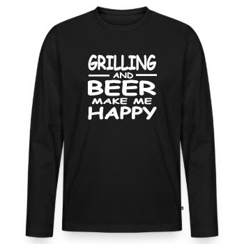Griller - T-shirt manches longues Premium bio Homme - noir - Devant - Nico (187cm)