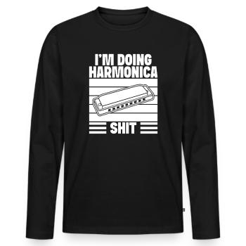 Harmonica Musican Doing Shit Harmonica - Männer Premium Bio Langarmshirt - Schwarz - Vorne - Nico (187cm)