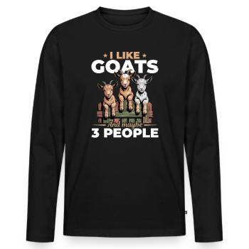 Funny Farm Animal Goat - Men's Premium Organic Long Sleeve Shirt - black - Front - Nico (187cm)