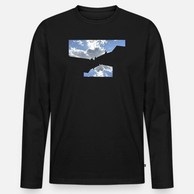 Grafische Skyline - Männer Premium Bio Langarmshirt - Schwarz