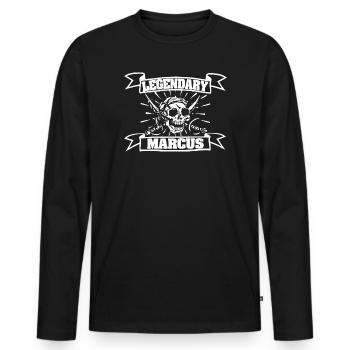 Marc - T-shirt manches longues Premium bio Homme - noir - Devant - Nico (187cm)