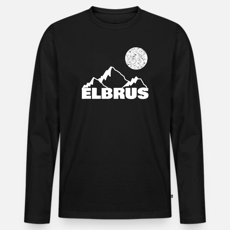 Elbrus als Bergsport - Männer Premium Bio Langarmshirt - Schwarz