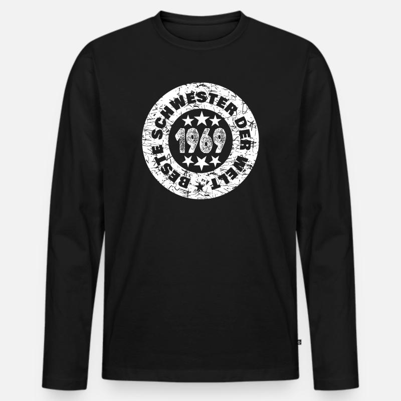 Schwester 1969 - Männer Premium Bio Langarmshirt - Schwarz