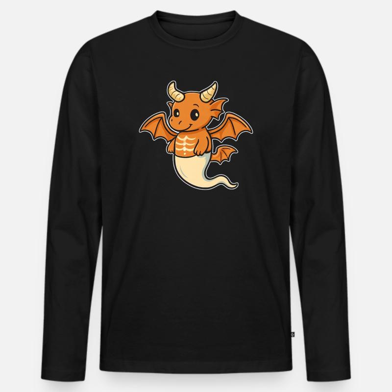 Orangener Drachenfreund - Männer Premium Bio Langarmshirt - Schwarz