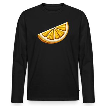 Tranche d'orange cartoon lumineuse - T-shirt manches longues Premium bio Homme - noir - Devant - Nico (187cm)
