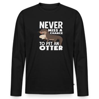 Seeotter Cartoon Haustier Ein Otter - Männer Premium Bio Langarmshirt - Schwarz - Vorne - Nico (187cm)