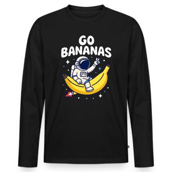 Go Bananas Astronaut Banana - Men's Premium Organic Long Sleeve Shirt - black - Front - Nico (187cm)