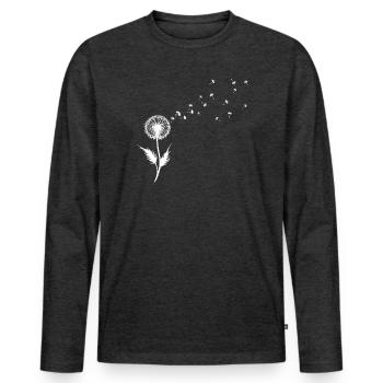 Löwenzahn Samen Silhouette - Männer Premium Bio Langarmshirt - Anthrazit meliert - Vorne - Nico (187cm)