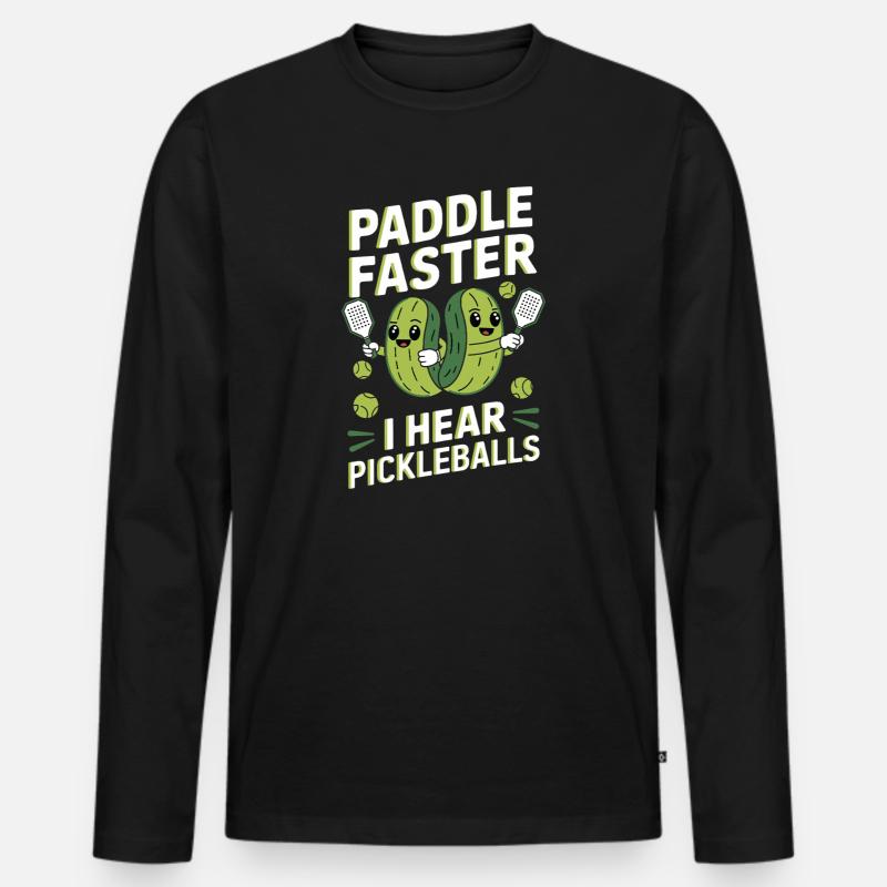Pickleball Gurke Essiggurke Geschenk - Männer Premium Bio Langarmshirt - Schwarz
