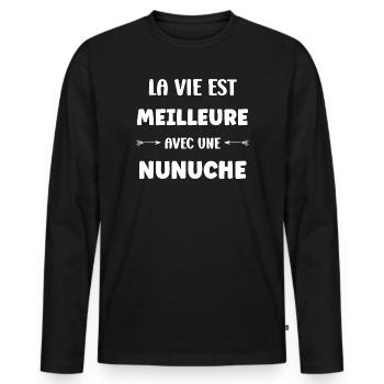 Life is better with a naughty - Men's Premium Organic Long Sleeve Shirt - black - Front - Nico (187cm)