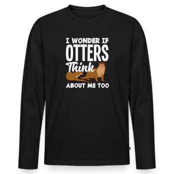 Seeotter Cartoon Denk An Mich - Männer Premium Bio Langarmshirt - Schwarz - Vorne - Nico (187cm)