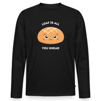 Laib ist alles, was du kneten – süßes Brotwortspiel - Männer Premium Bio Langarmshirt - Schwarz - Vorne - Nico (187cm)