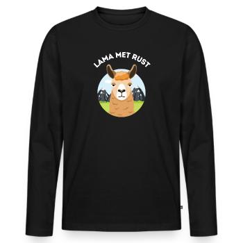 Lama in Ruhe – Lustiges Wortspiel - Männer Premium Bio Langarmshirt - Schwarz - Vorne - Nico (187cm)