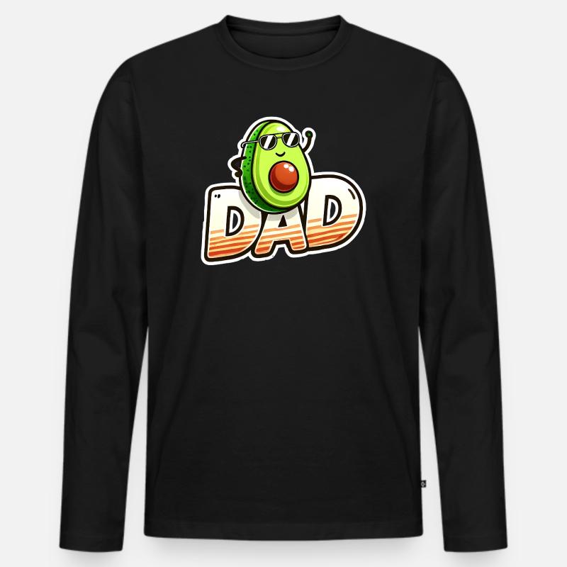Sonnige Avocado Papa Design, Väter - Männer Premium Bio Langarmshirt - Schwarz