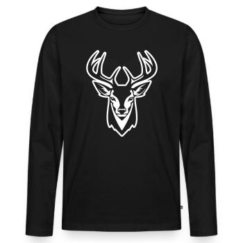 Deer Head - Men's Premium Organic Long Sleeve Shirt - black - Front - Nico (187cm)