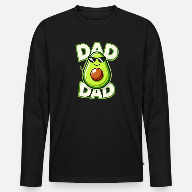 Avocado Papa mit Sonnenbrille, Väter - Männer Premium Bio Langarmshirt - Schwarz