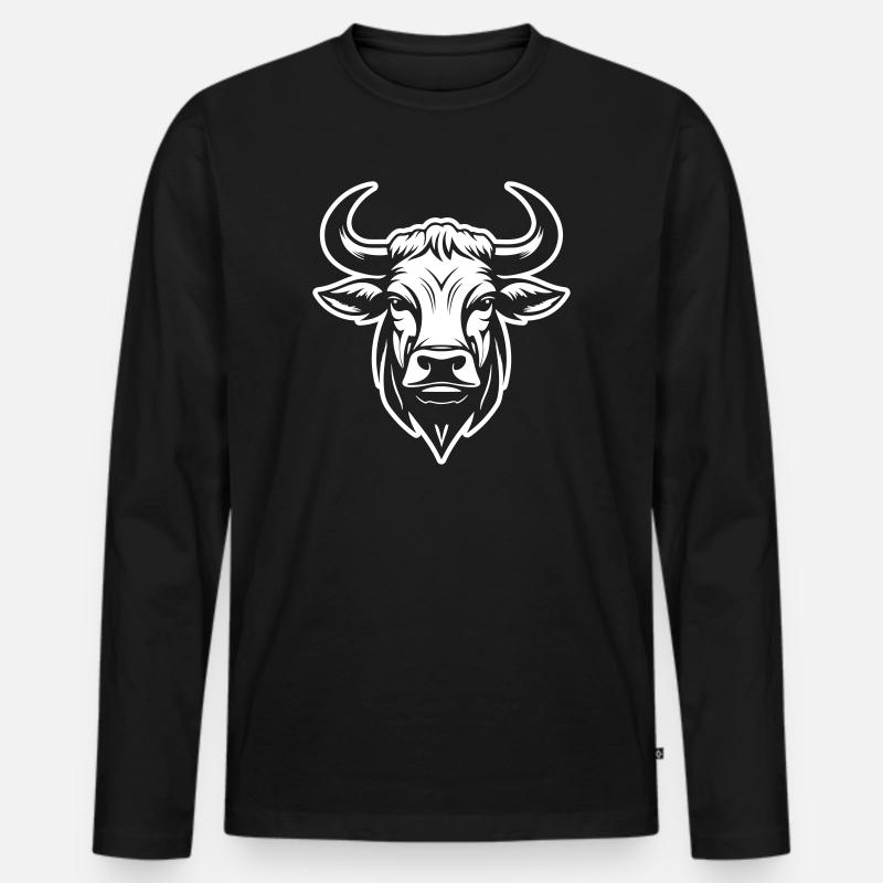 Bulle Kopf Taurus - Männer Premium Bio Langarmshirt - Schwarz