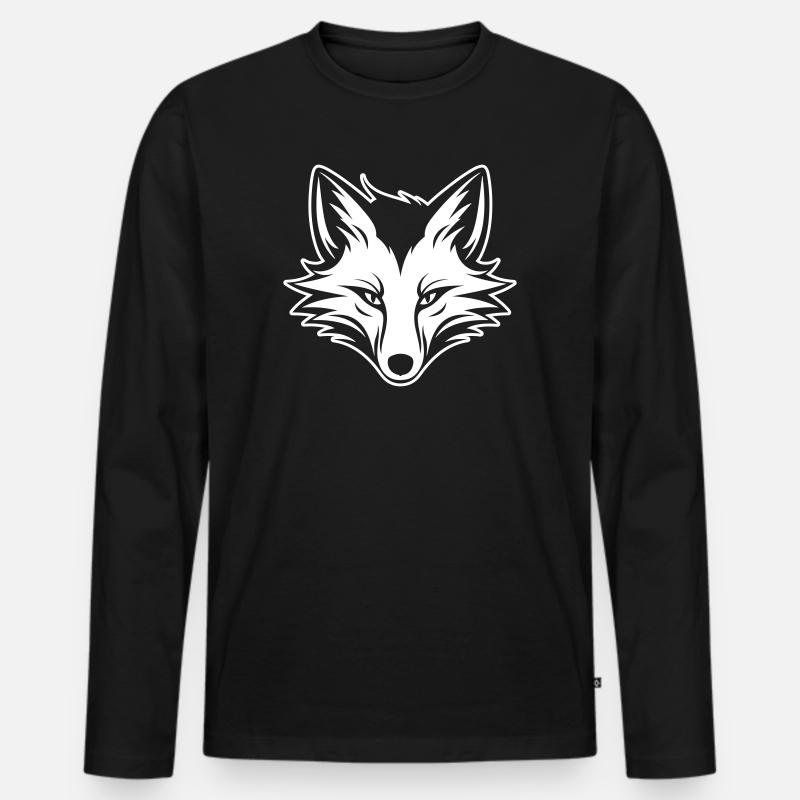 Fuchs Kopf - Männer Premium Bio Langarmshirt - Schwarz